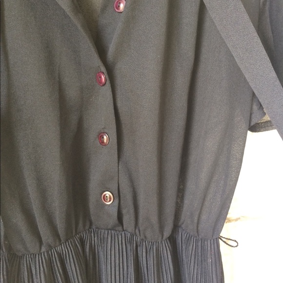 Vintage 40s Italian Black Sheer Pussy Bow Dress - Picture 7 of 8